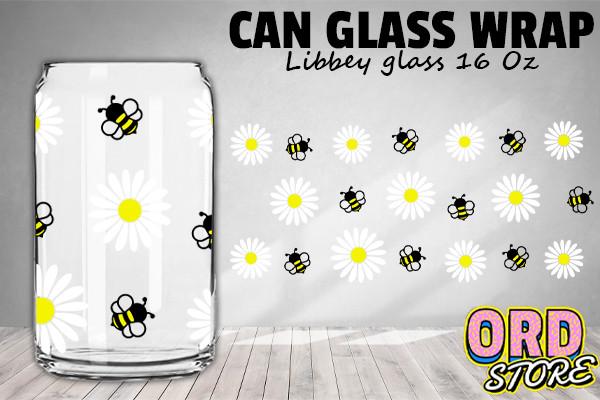 Daisy Bee 16 Oz Libbey Glass Wrap