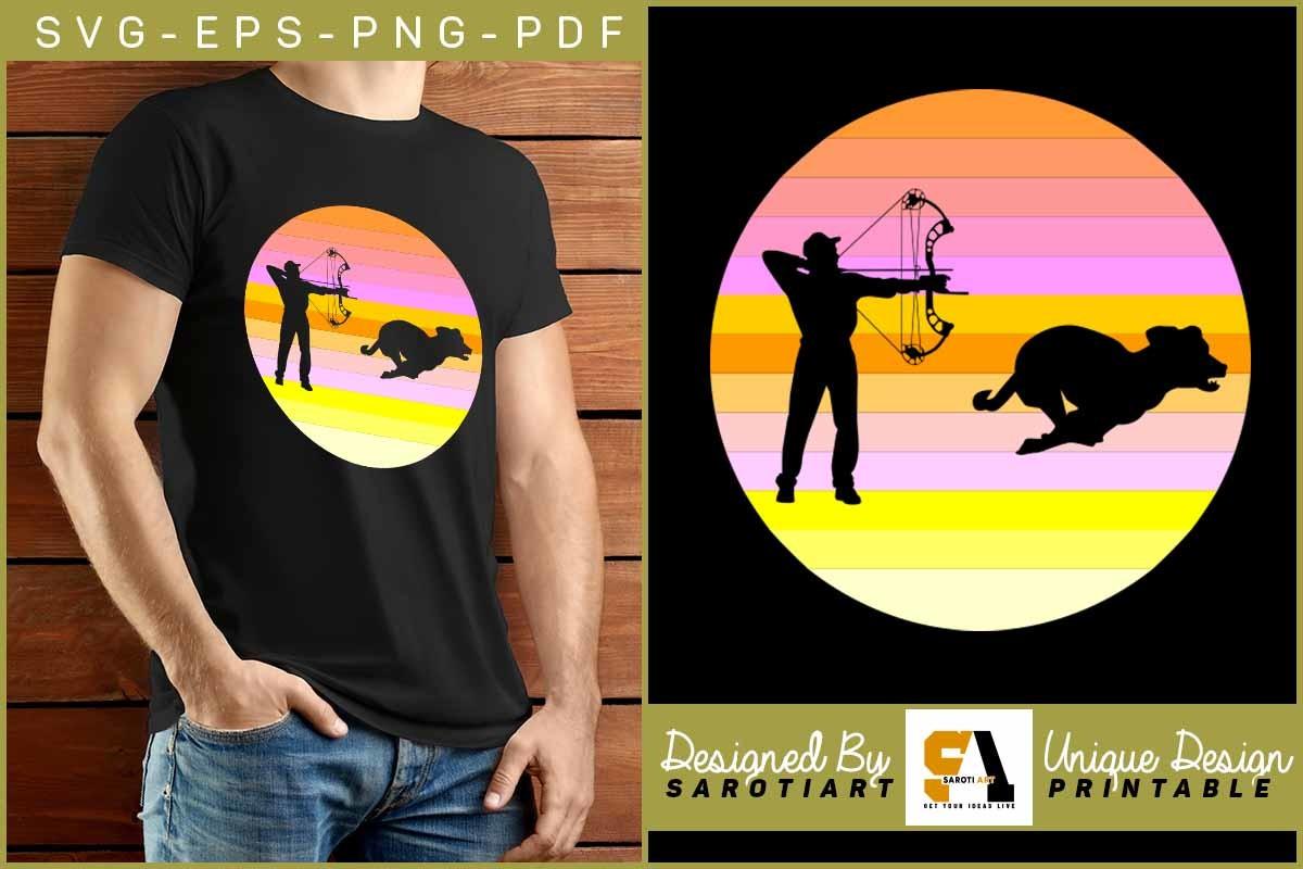 Hunting Silhouette T-shirt Design Retro