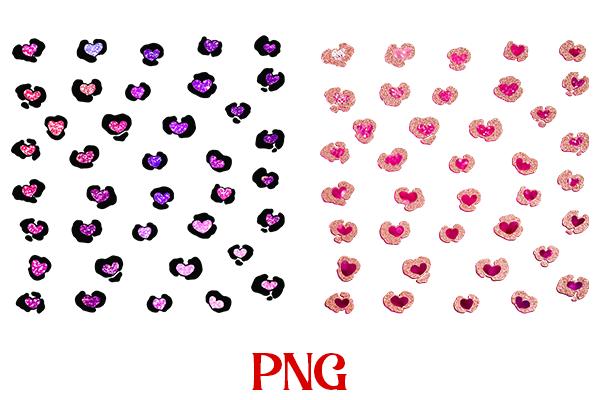 Glitter Heart Leopard Sublimation Png