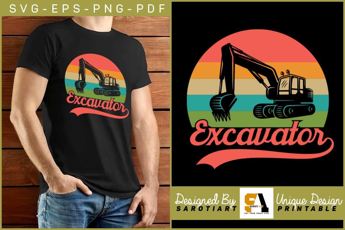 Excavator Retro Vintage T-shirt Design