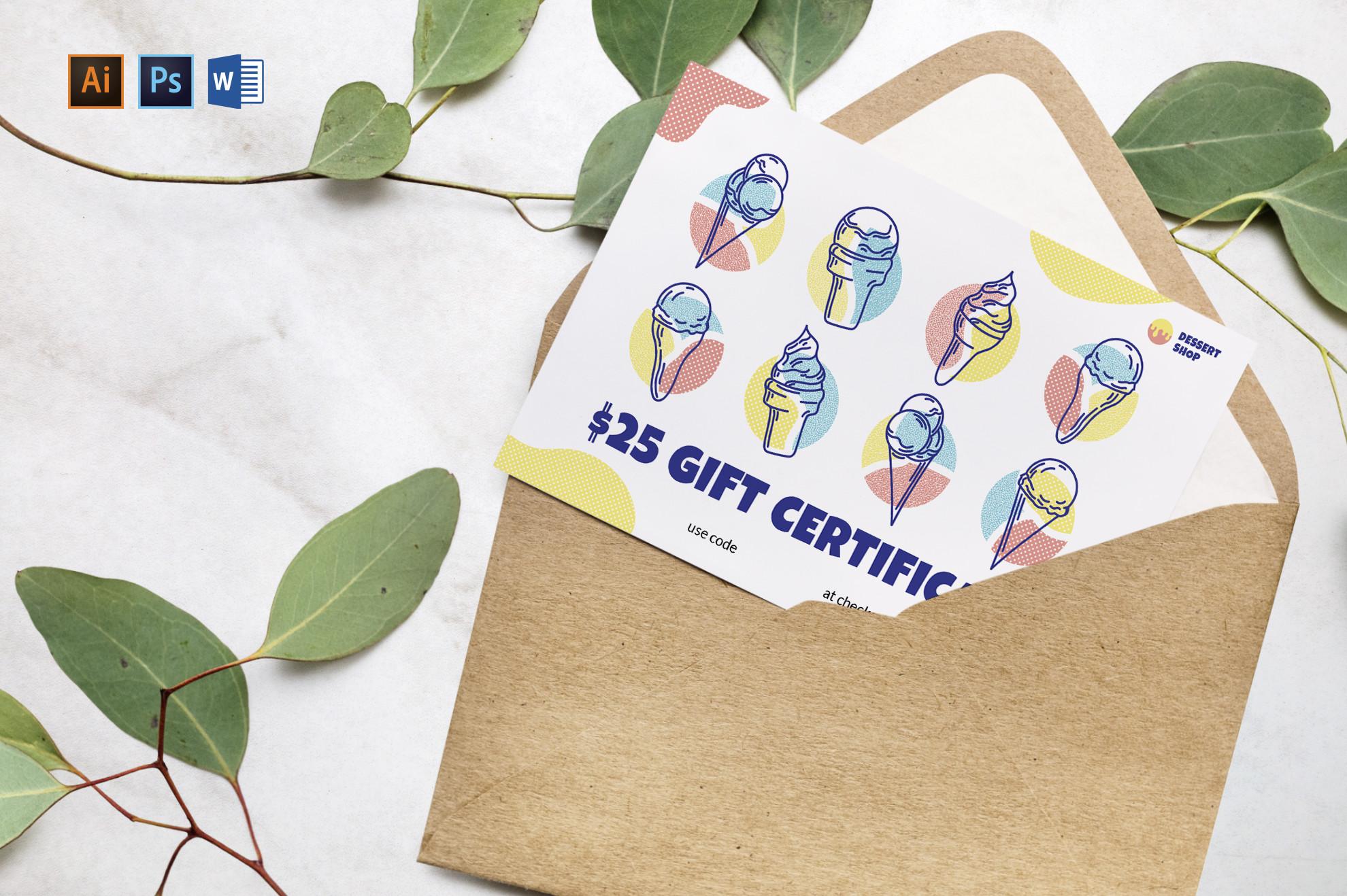 Ice Cream Shop Gift Certificate