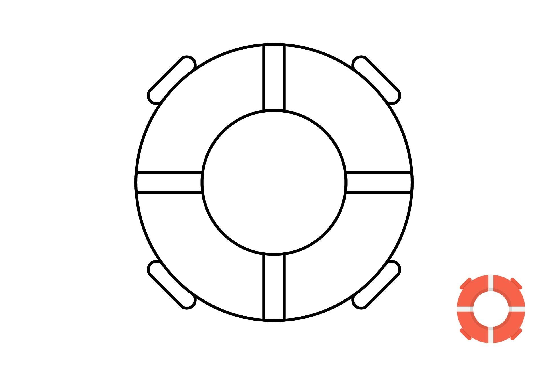 Coloring Safety Lifebuoy for Kids