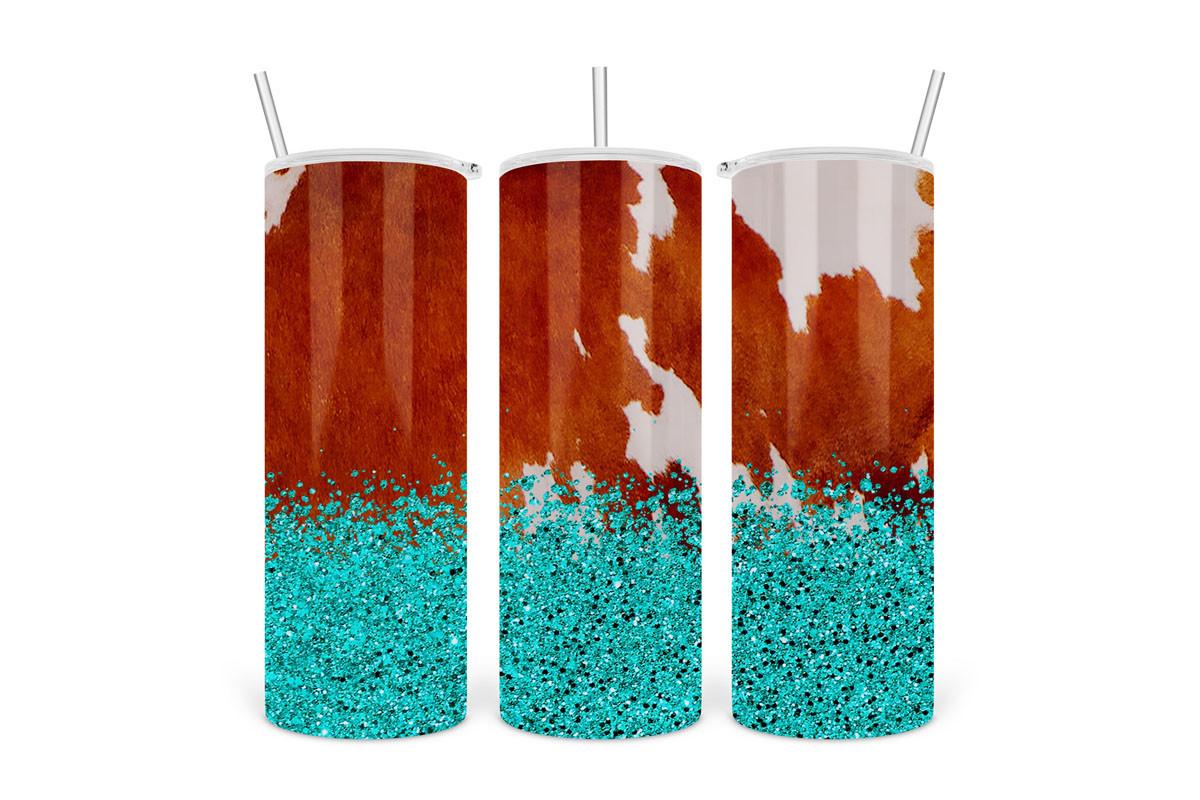 Tumbler Sublimation Turquoise Glitter