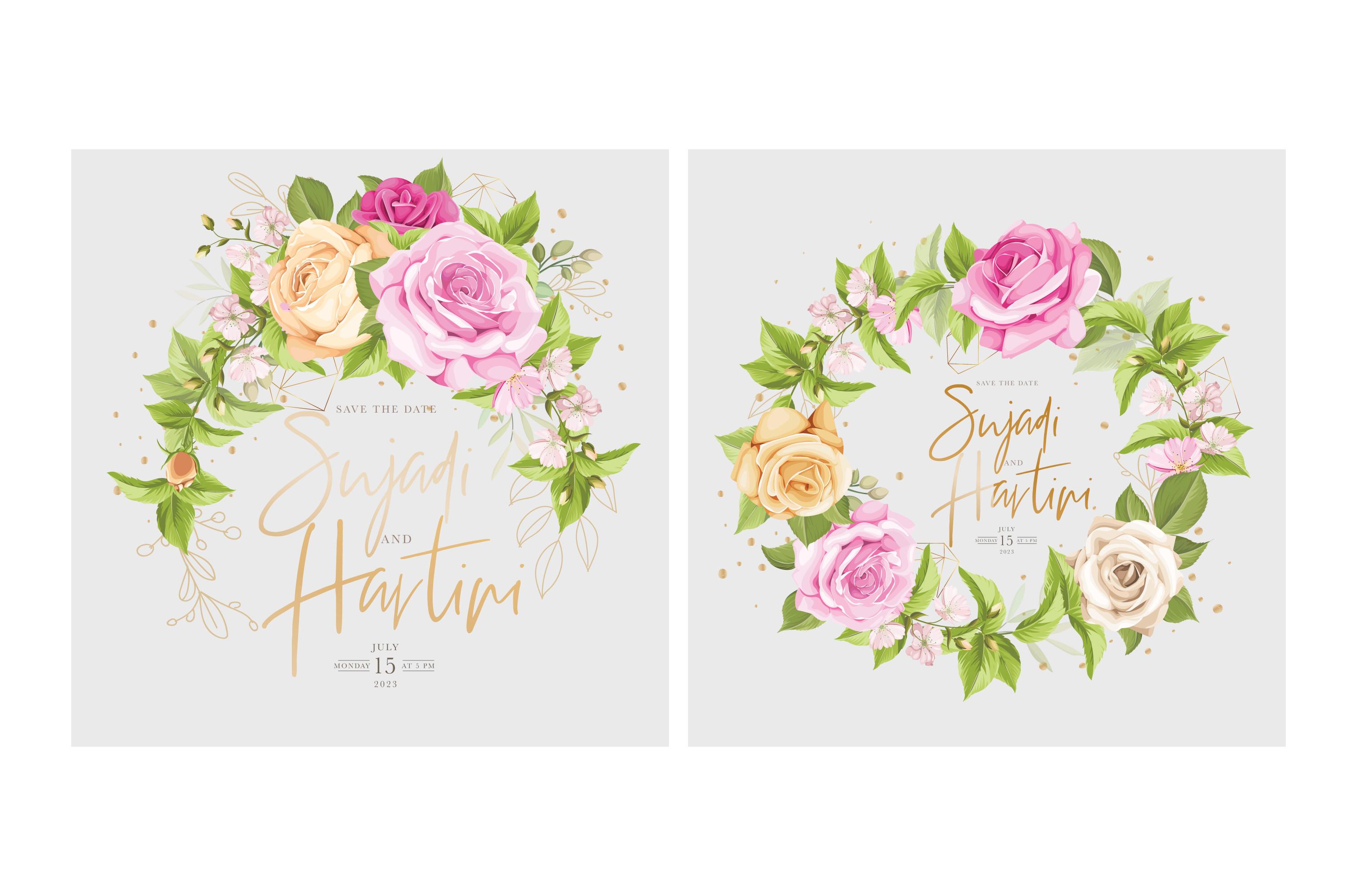 Hand Drawn Rose Wedding Card Set