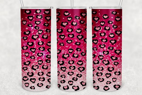 Leopard Print Heart Skinny Tumbler Png