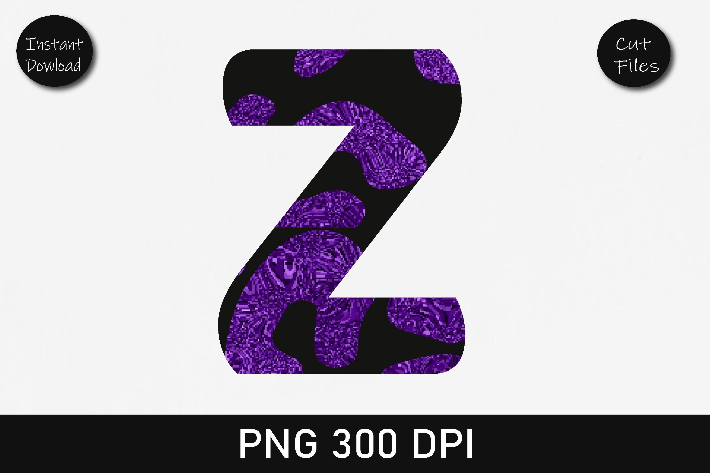 Indigo Glitter Leopard Alphabet Z