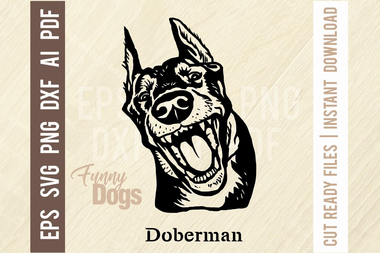 Doberman - Funny Dog - Cut SVG Stencil