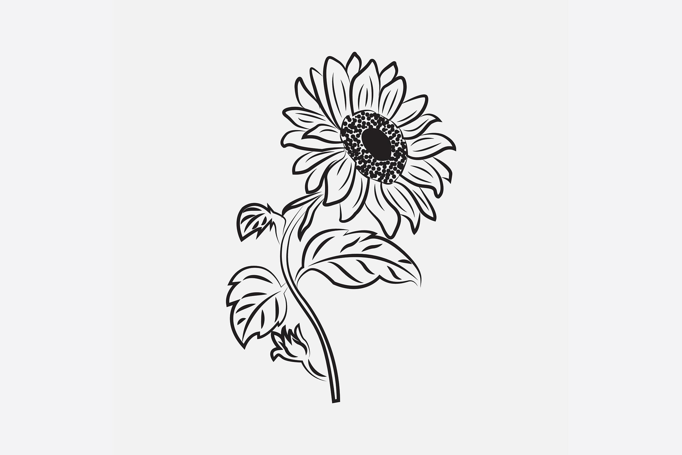 Sun Flower Line Art