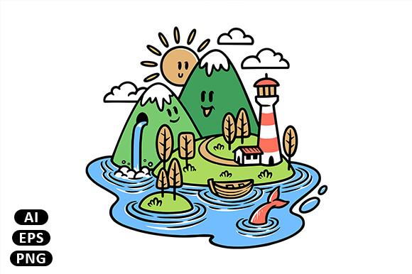 Cute Mountain View and Lighthouse