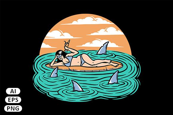 Woman Surfer Lying on Surfboard