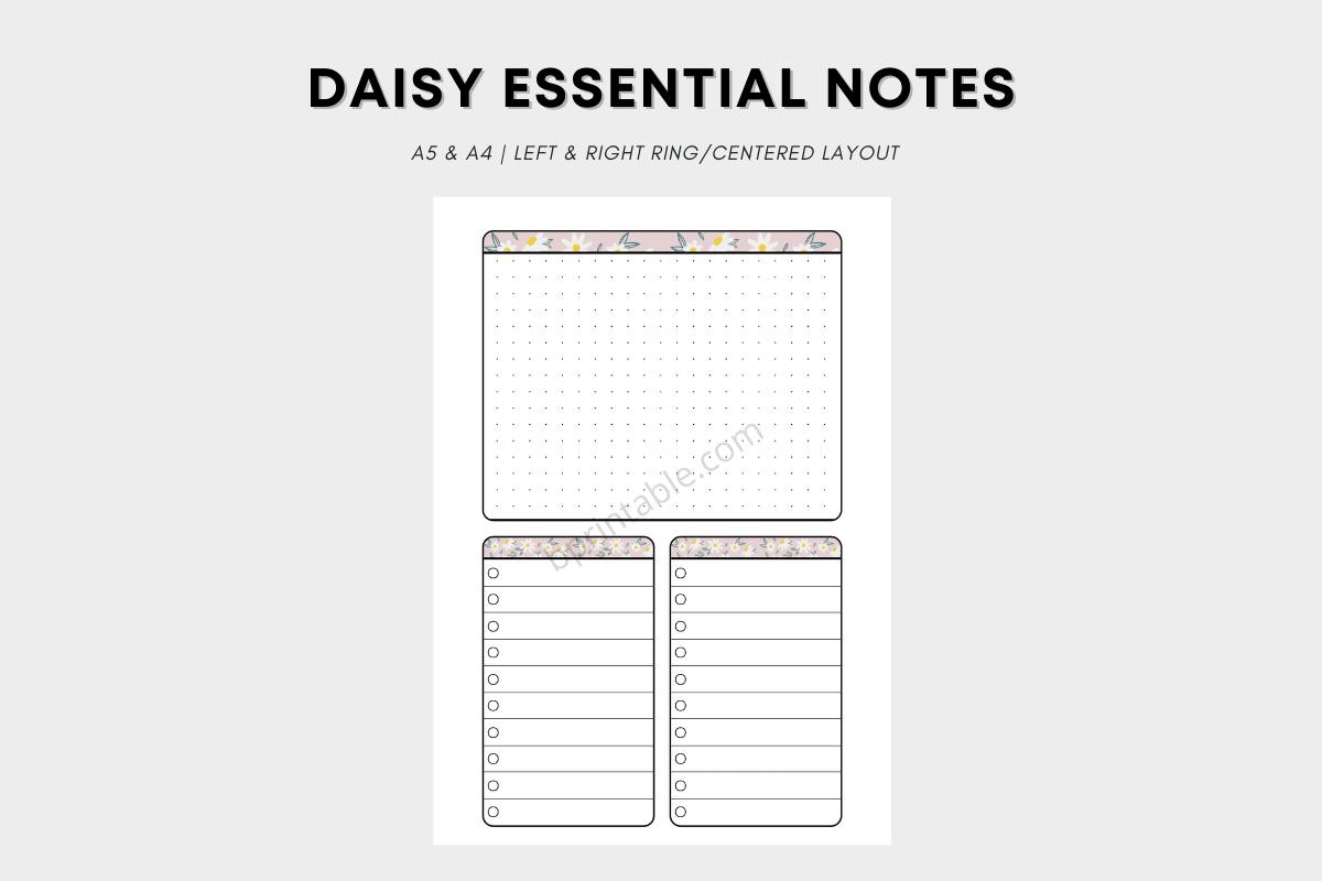 Daisy Lined Grid Notes ToDoList Template