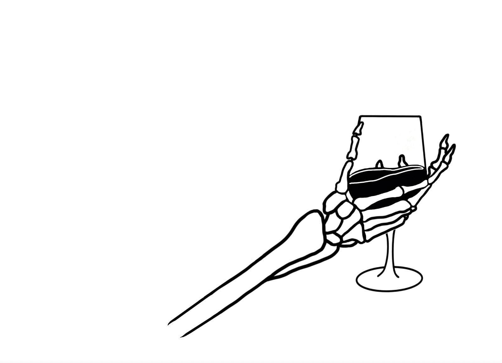 Skeleton Holding Wine