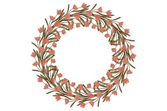 Watercolor Leaf Floral Circle Frame
