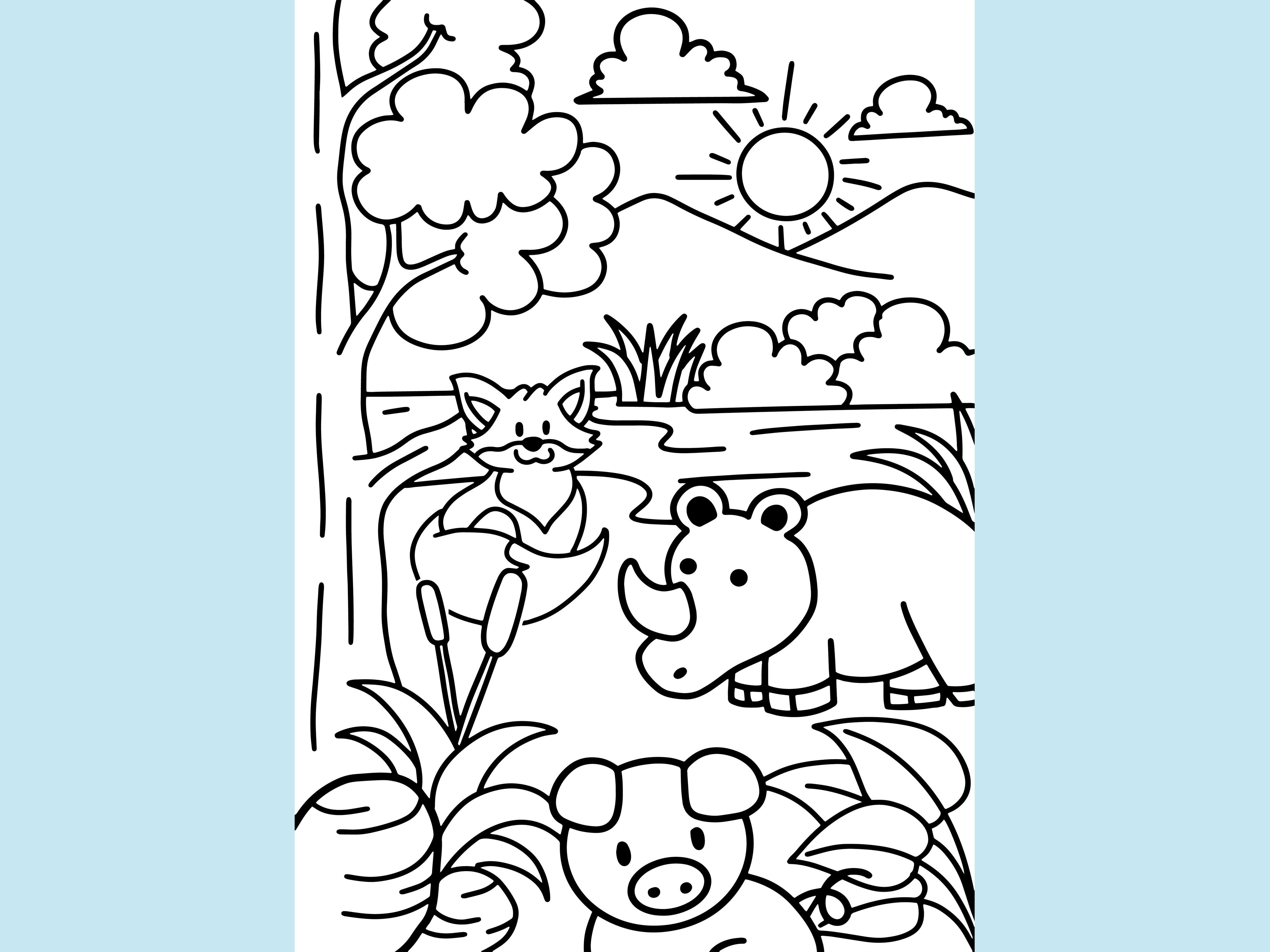 Cute Animal Coloring Line Art