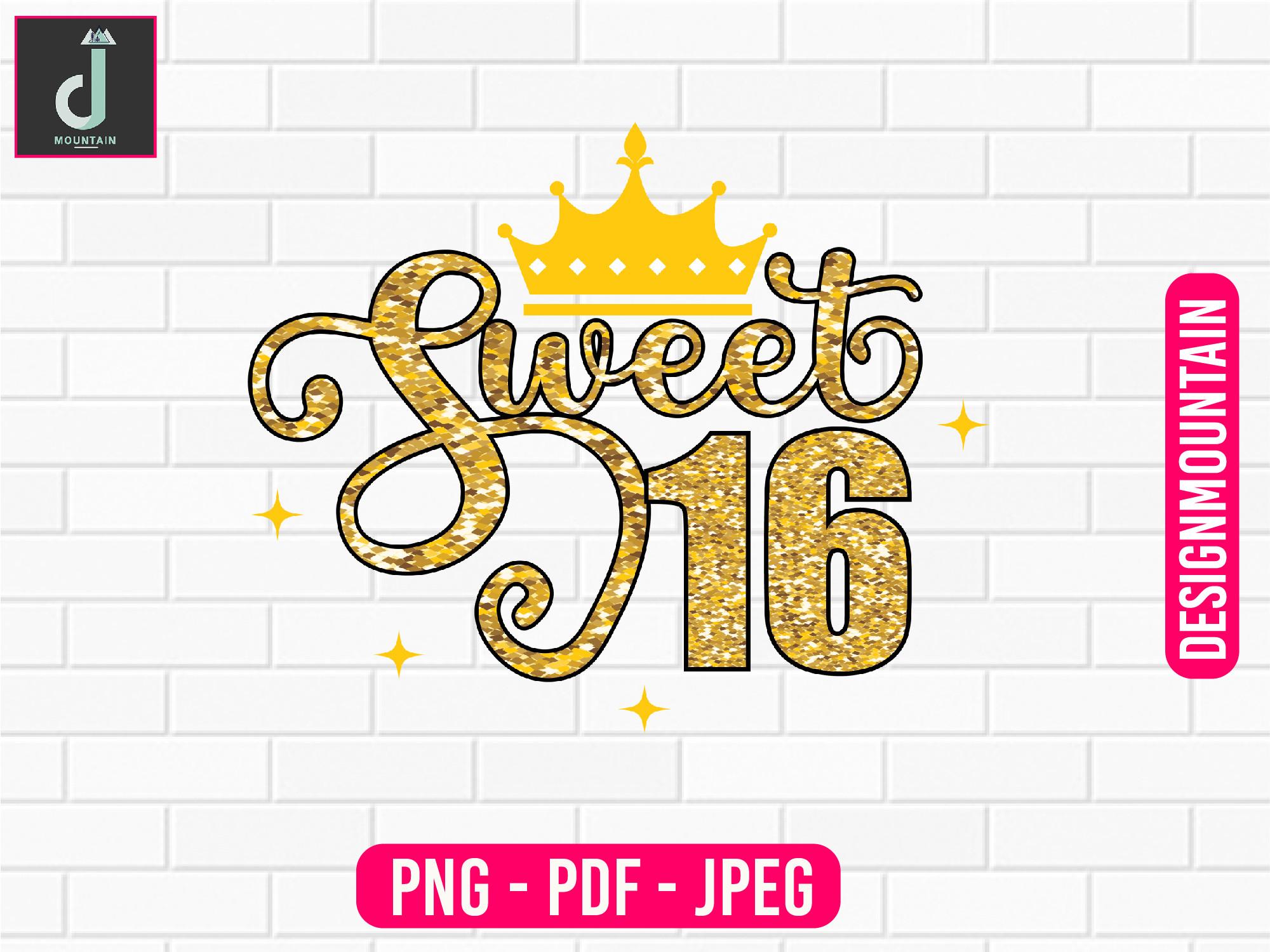 Sweet 16 Birthday Sublimation Design