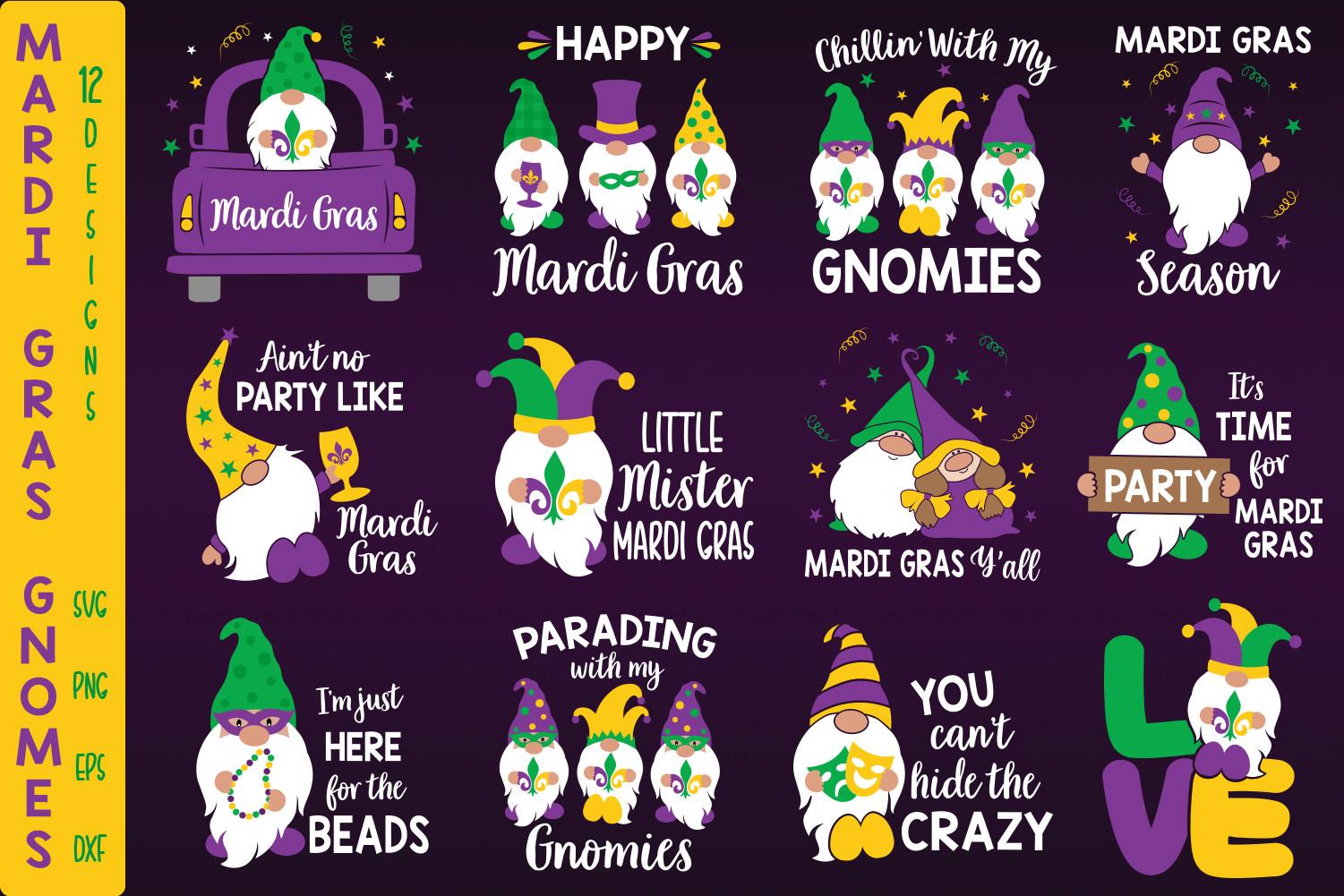 Mardi Gras Gnomes Bundle, Gnomes Svg