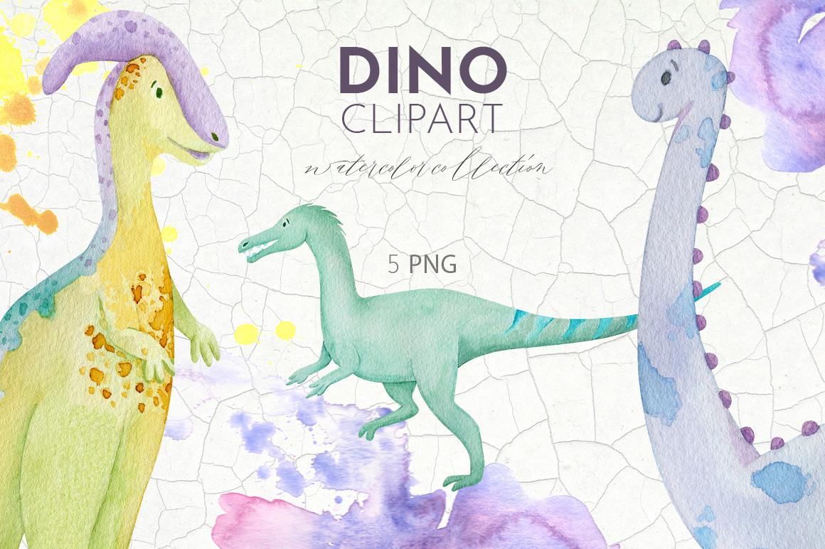 Dino Watercolor Clipart Set