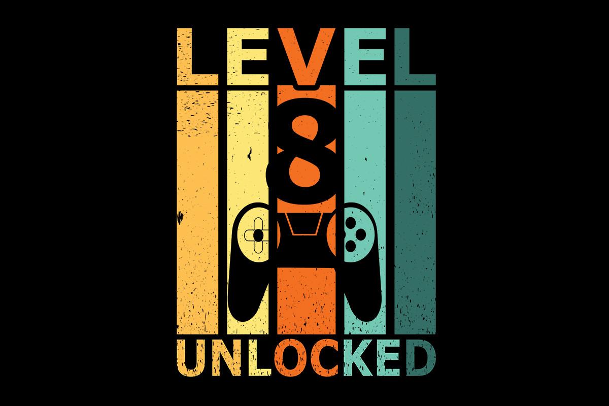 Level 8 Unlocked Typography T-shirt
