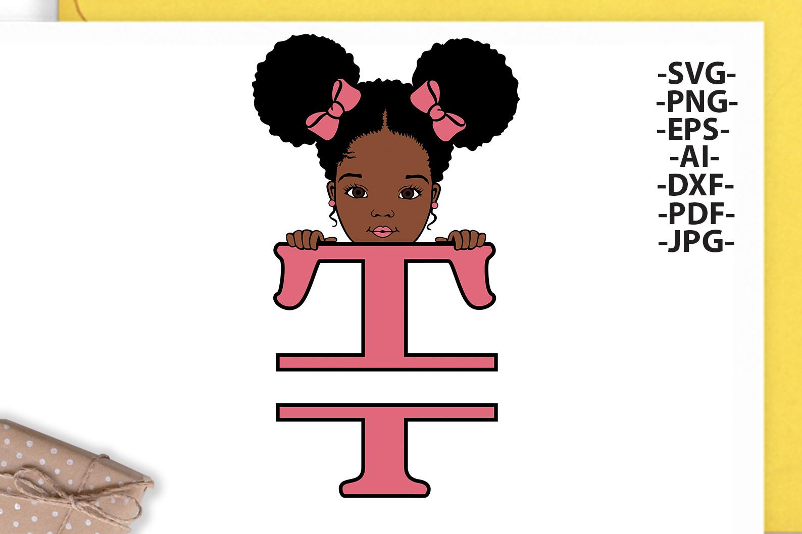 Afro Girl Svg Letter T, Alphabet Name