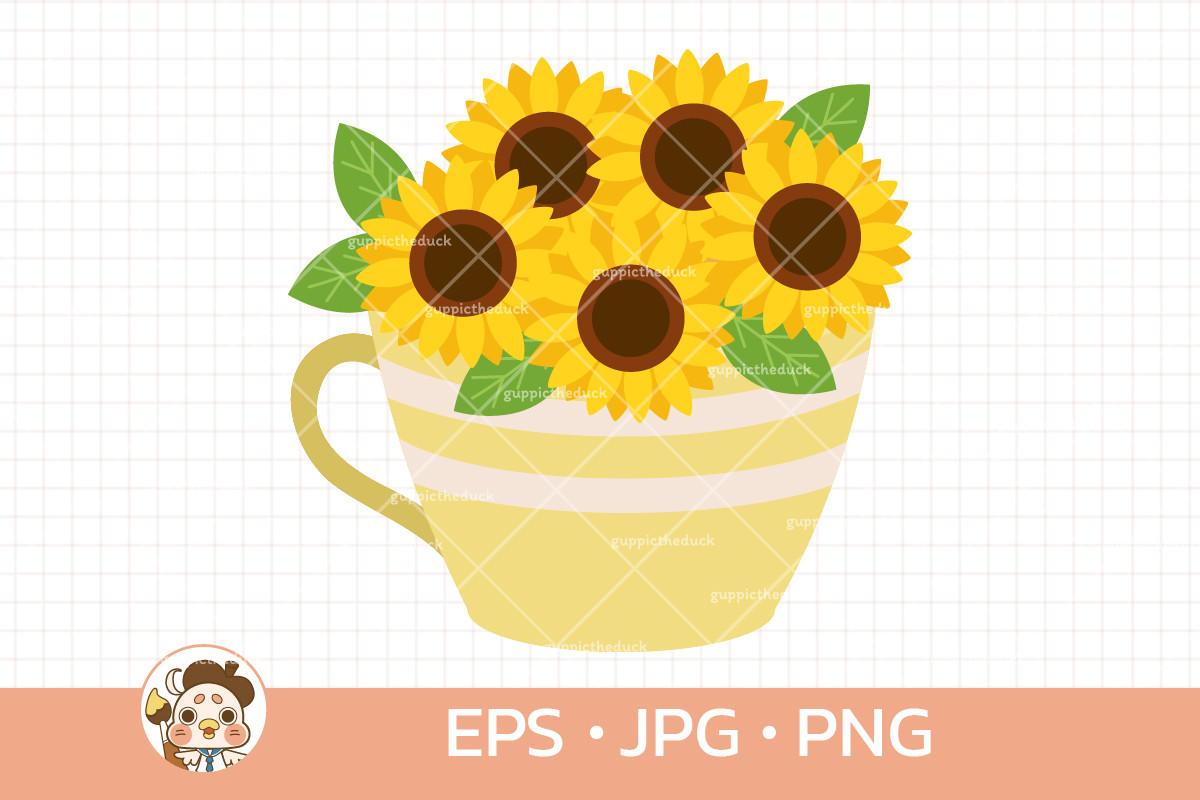 Bouquet Sunflower in Teacup, Vase
