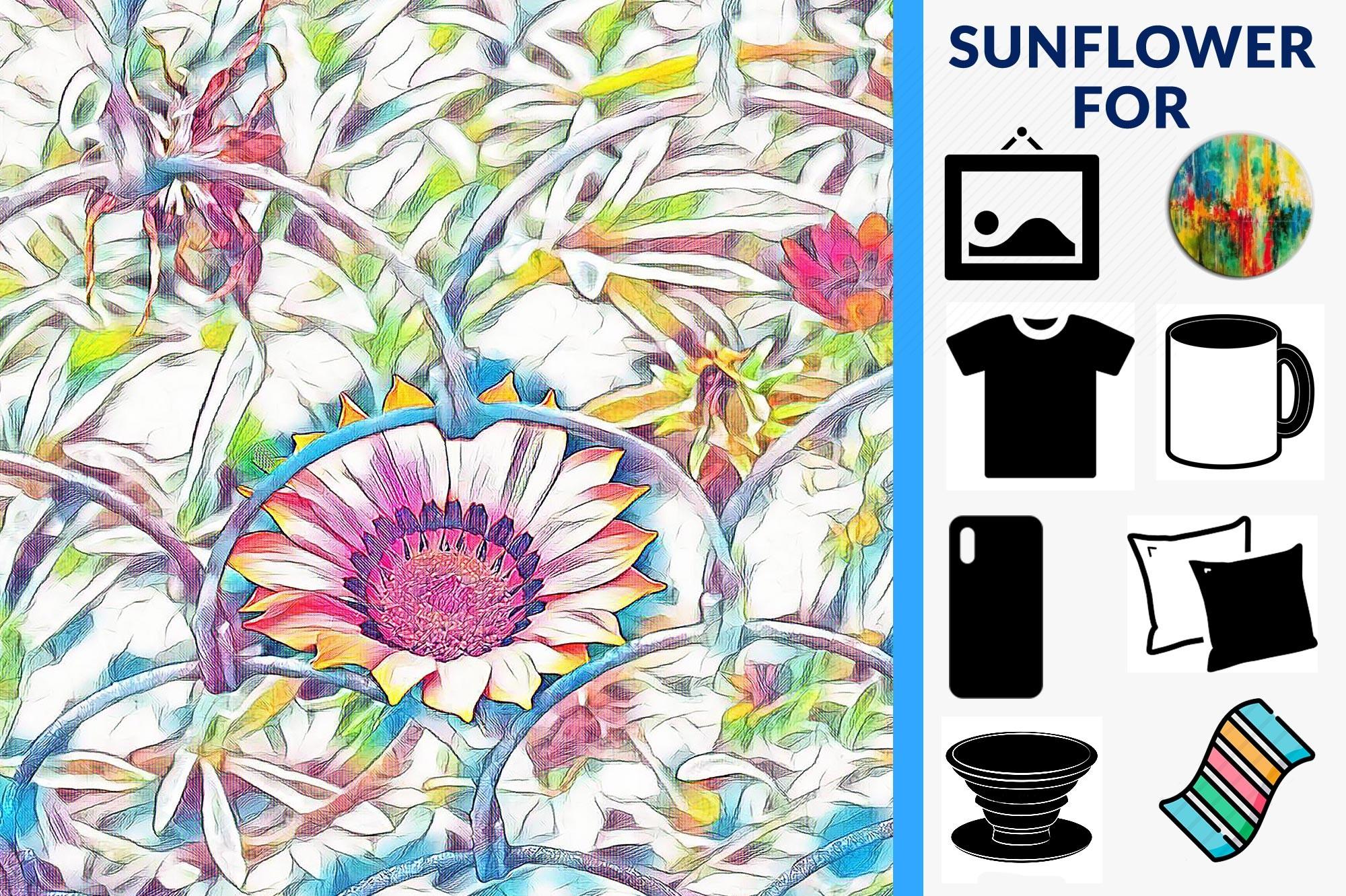 Colorful Sunflower Sublimation Design