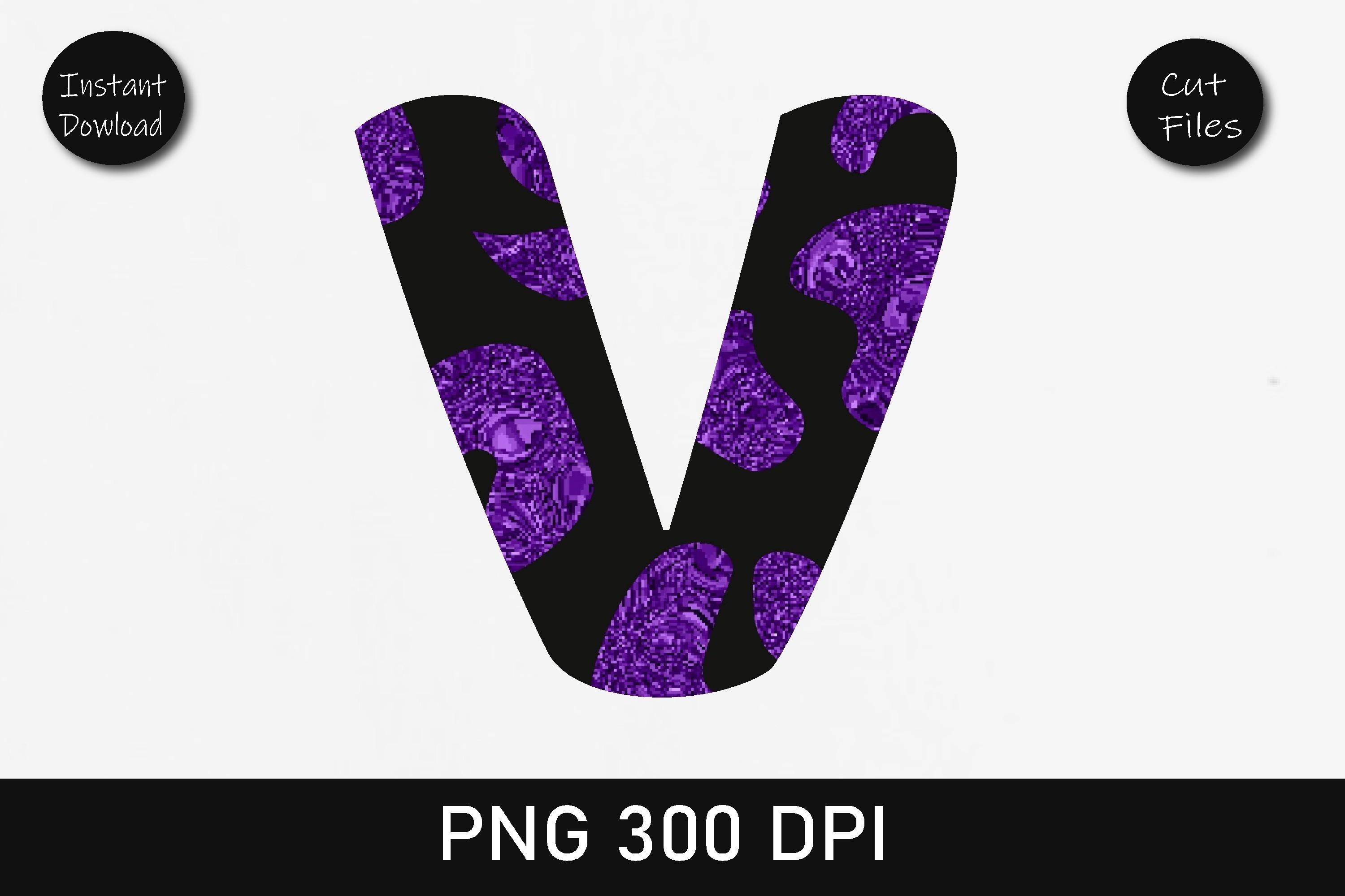 Indigo Glitter Leopard Alphabet V