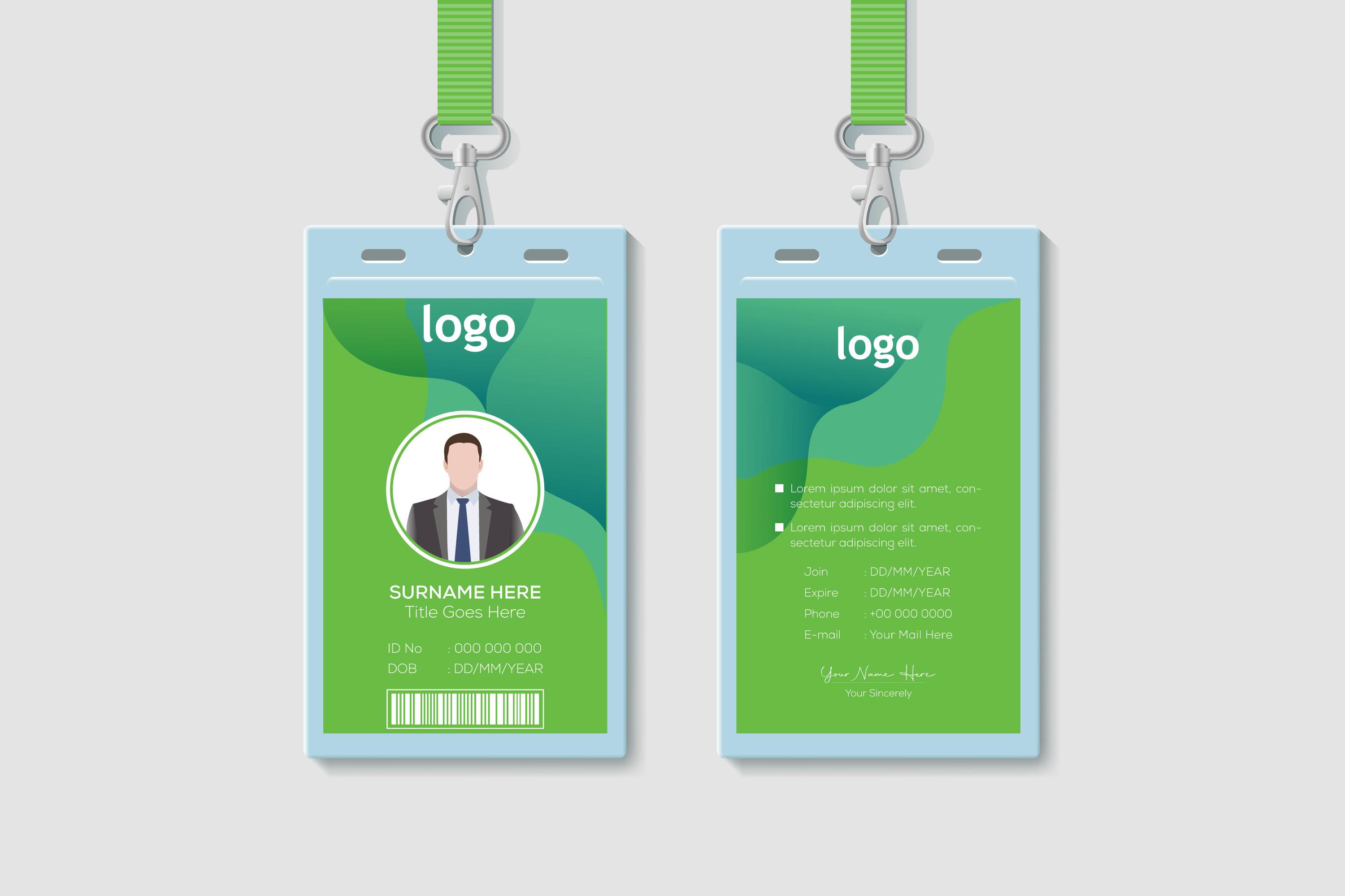 Green Color ID Card Template Design
