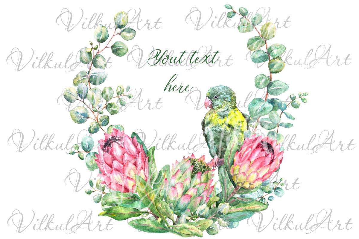 Exotic Parrot Protea Flowers Wreath Png
