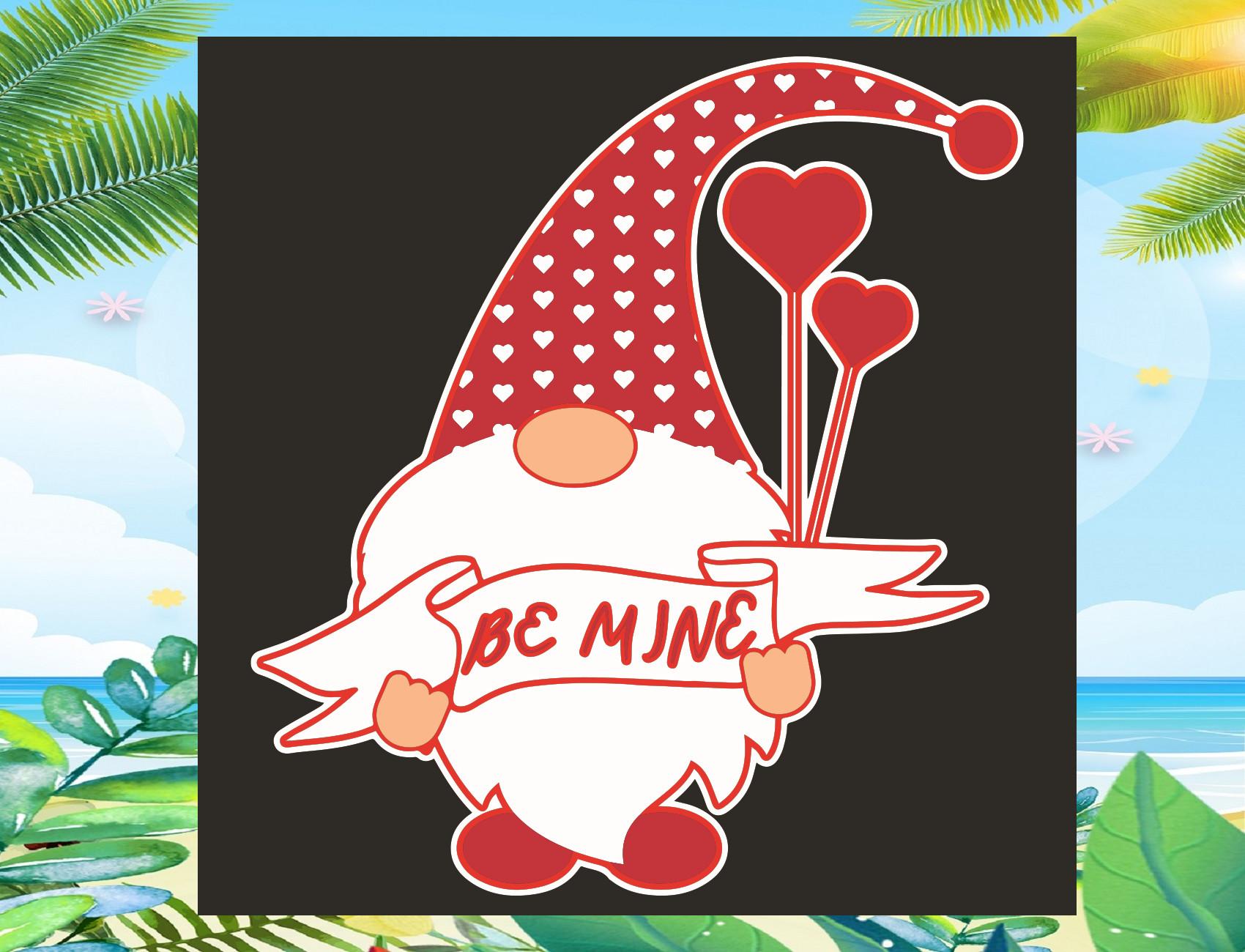 Be Mine Gnome Svg, Valentine Svg