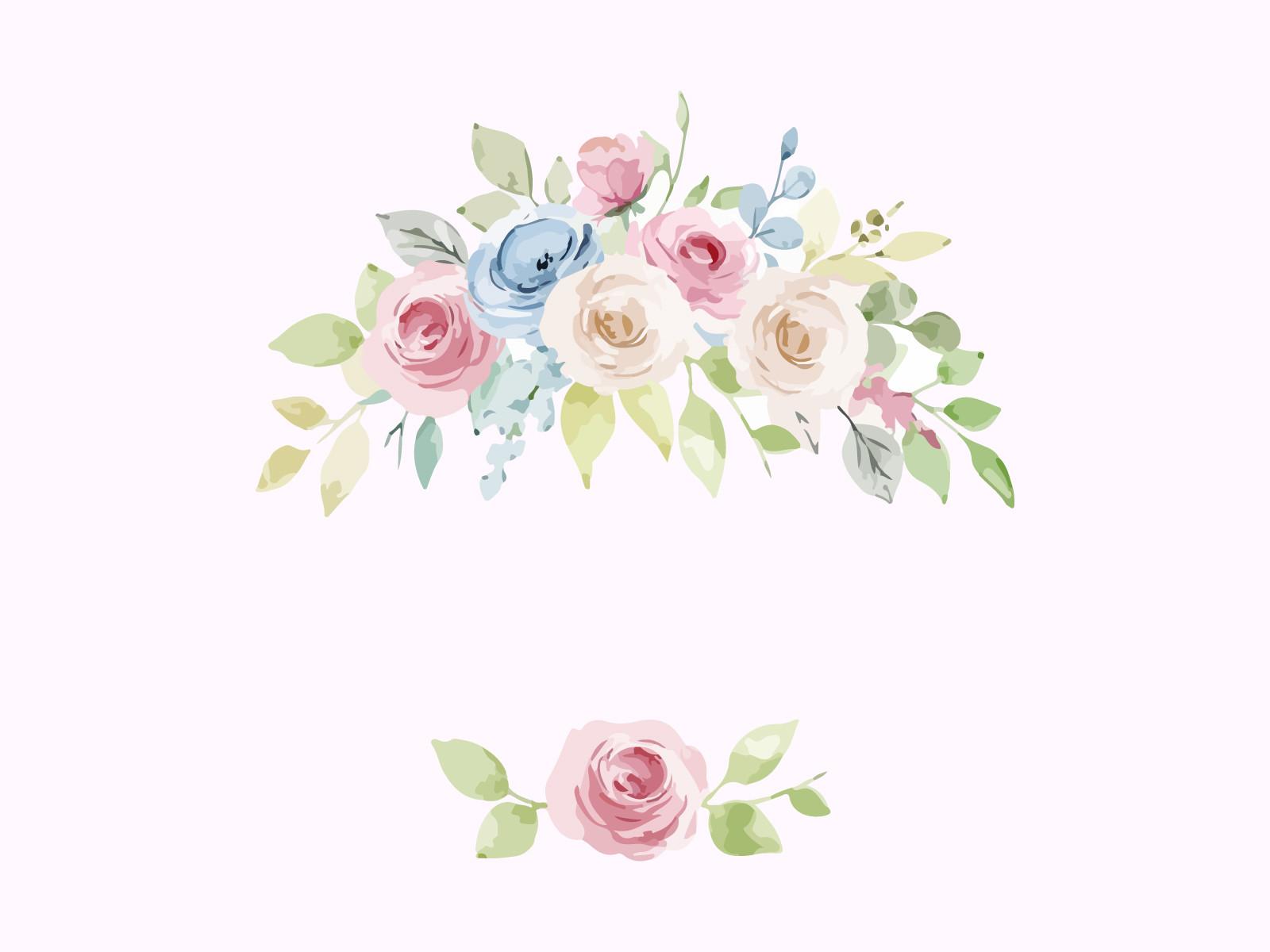 Watercolor Floral Clipart Vector Design