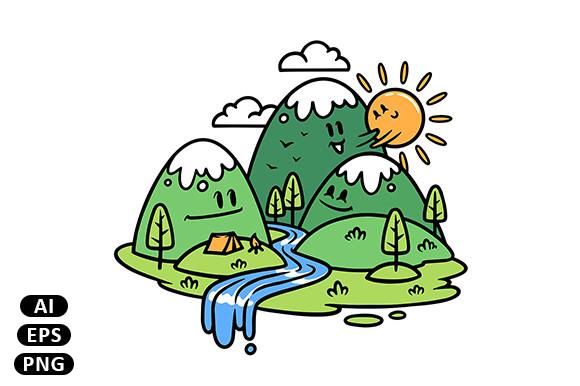 Cute Mountain and River View