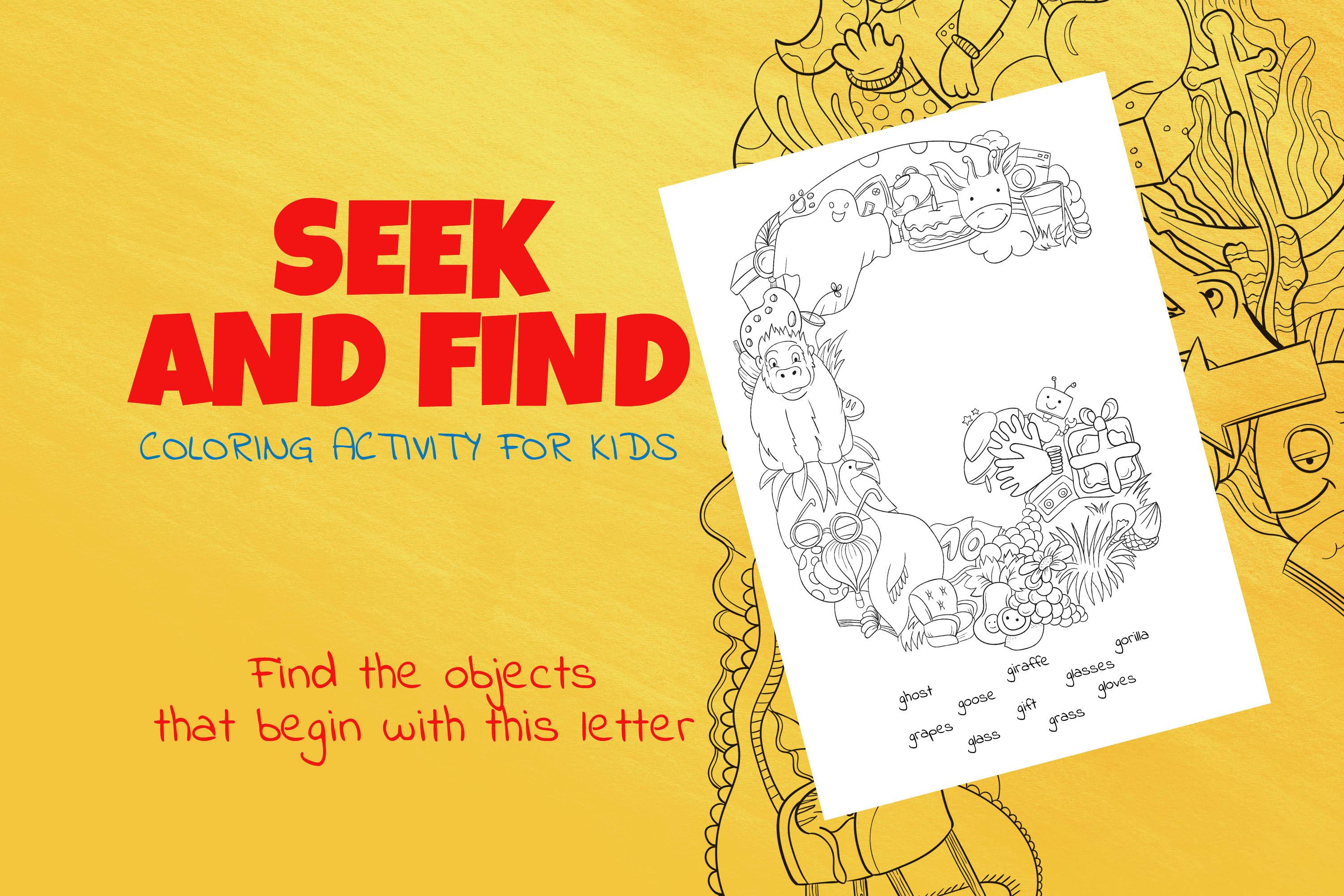 Letter G Look and Find Coloring Page
