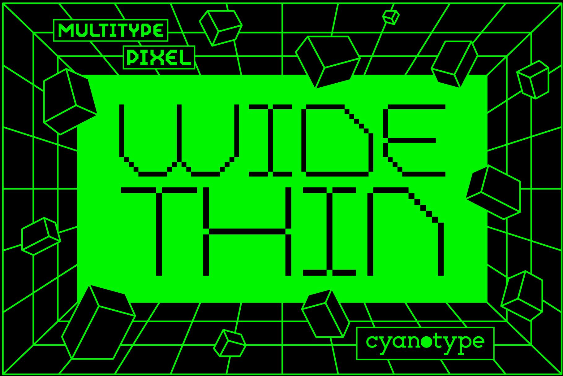 MultiType Pixel Wide Thin Font