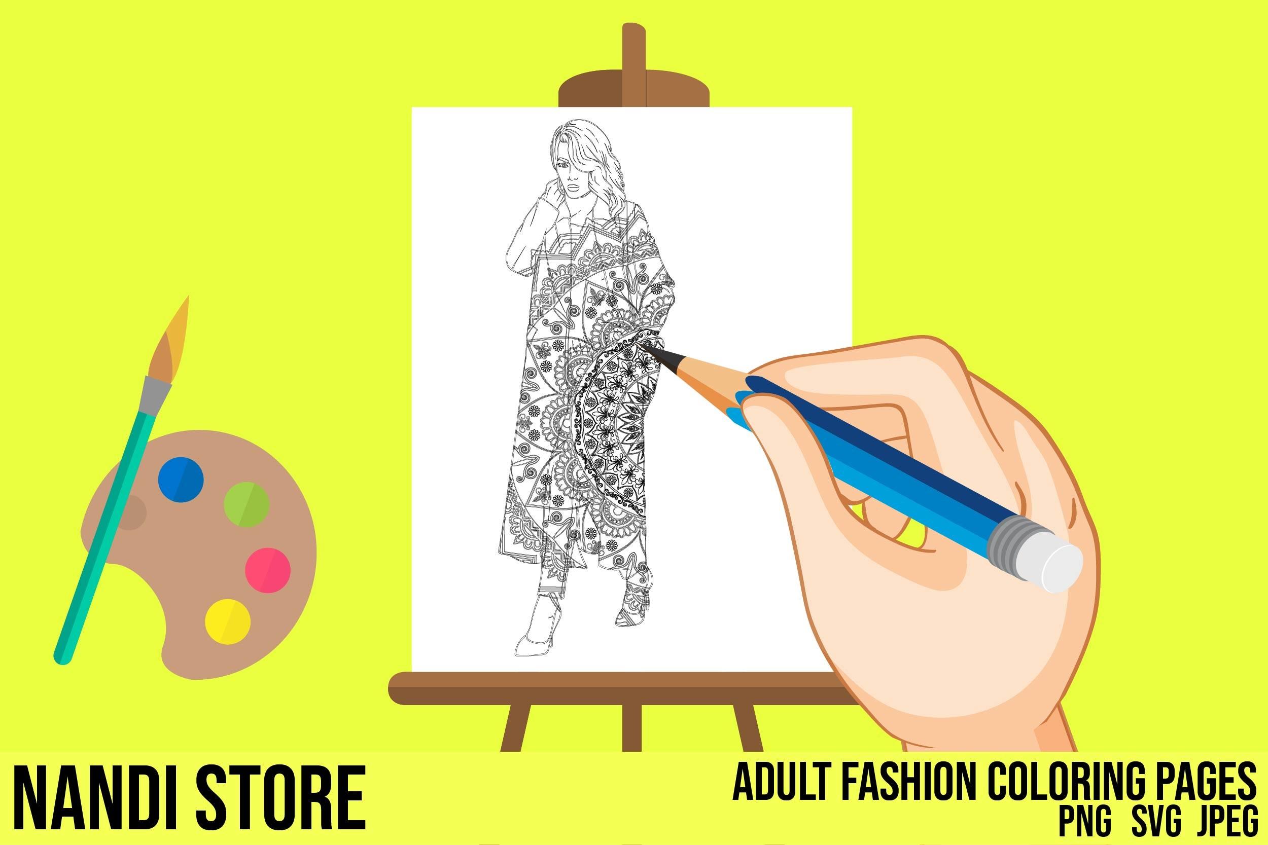 ADULT FASHION GIRL KDP COLORING PAGE