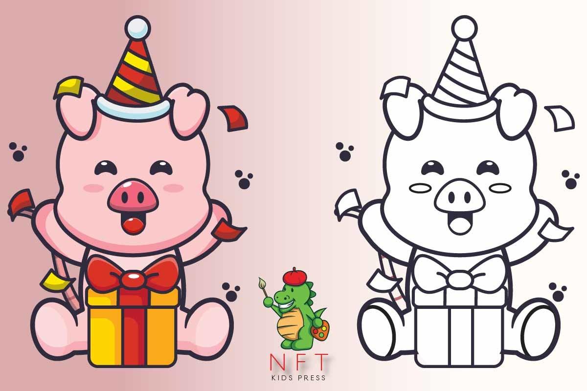 Birthday Pig Coloring Page