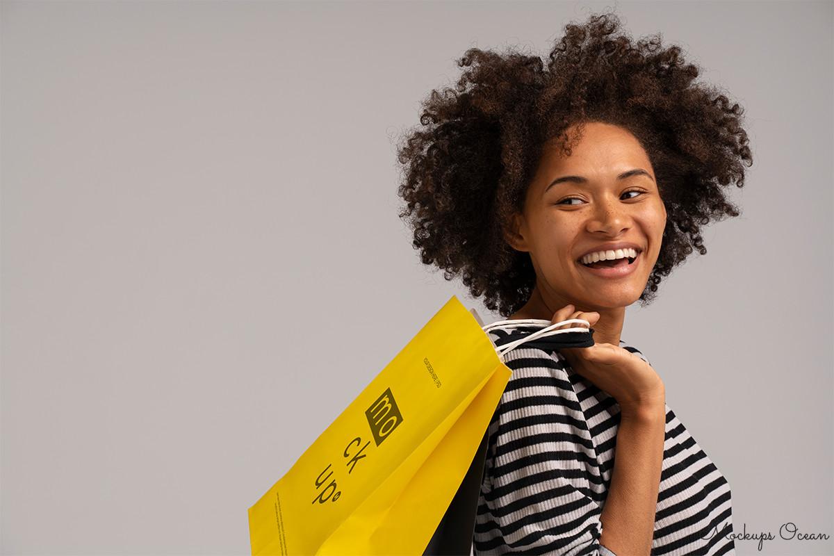 Women with Shopping Bag Mockup