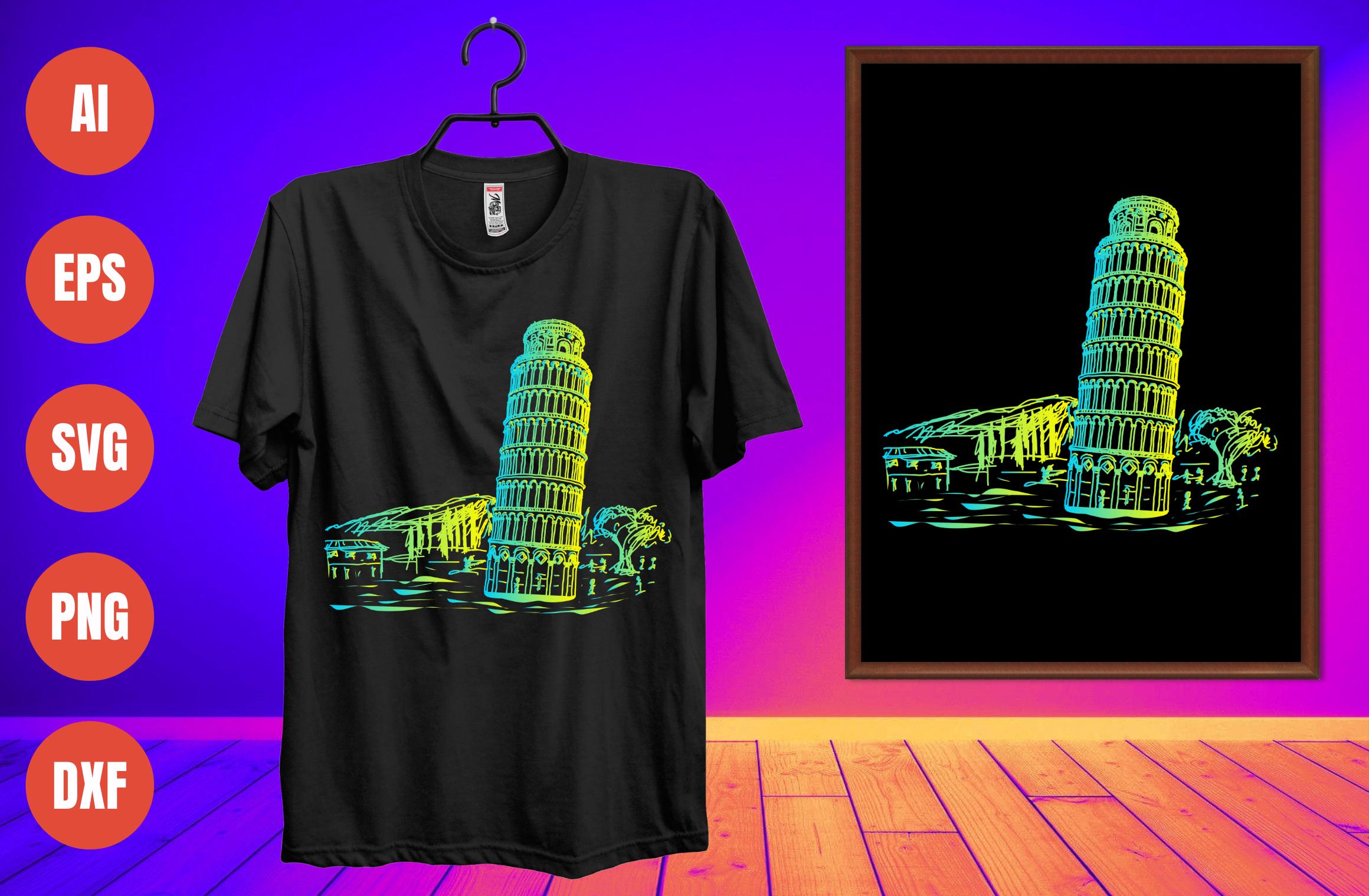Pisa Leaning Tower Graphic Tees Design