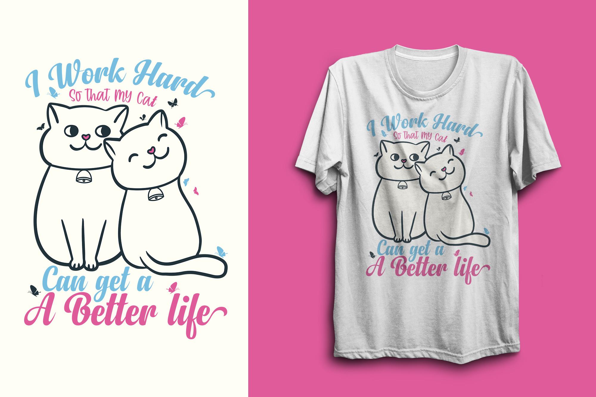 Girl Love Cat T Shirt Design