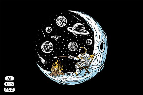 Astronauts Burn Marshmallows Hand Drawn