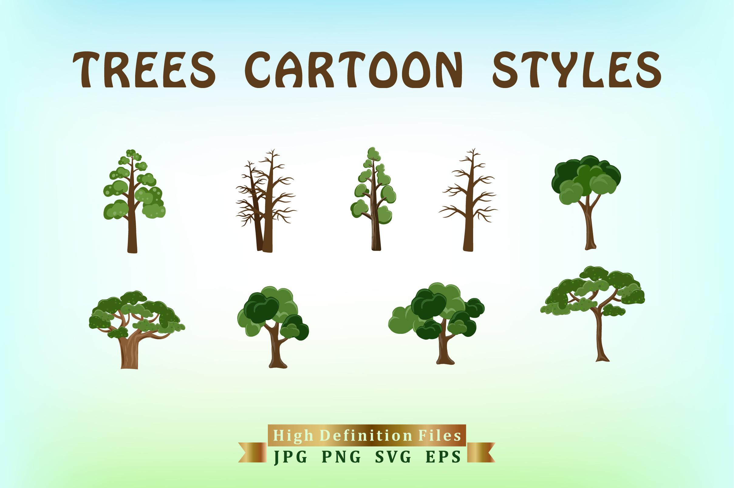 Collection of Trees Cartoon Illustration