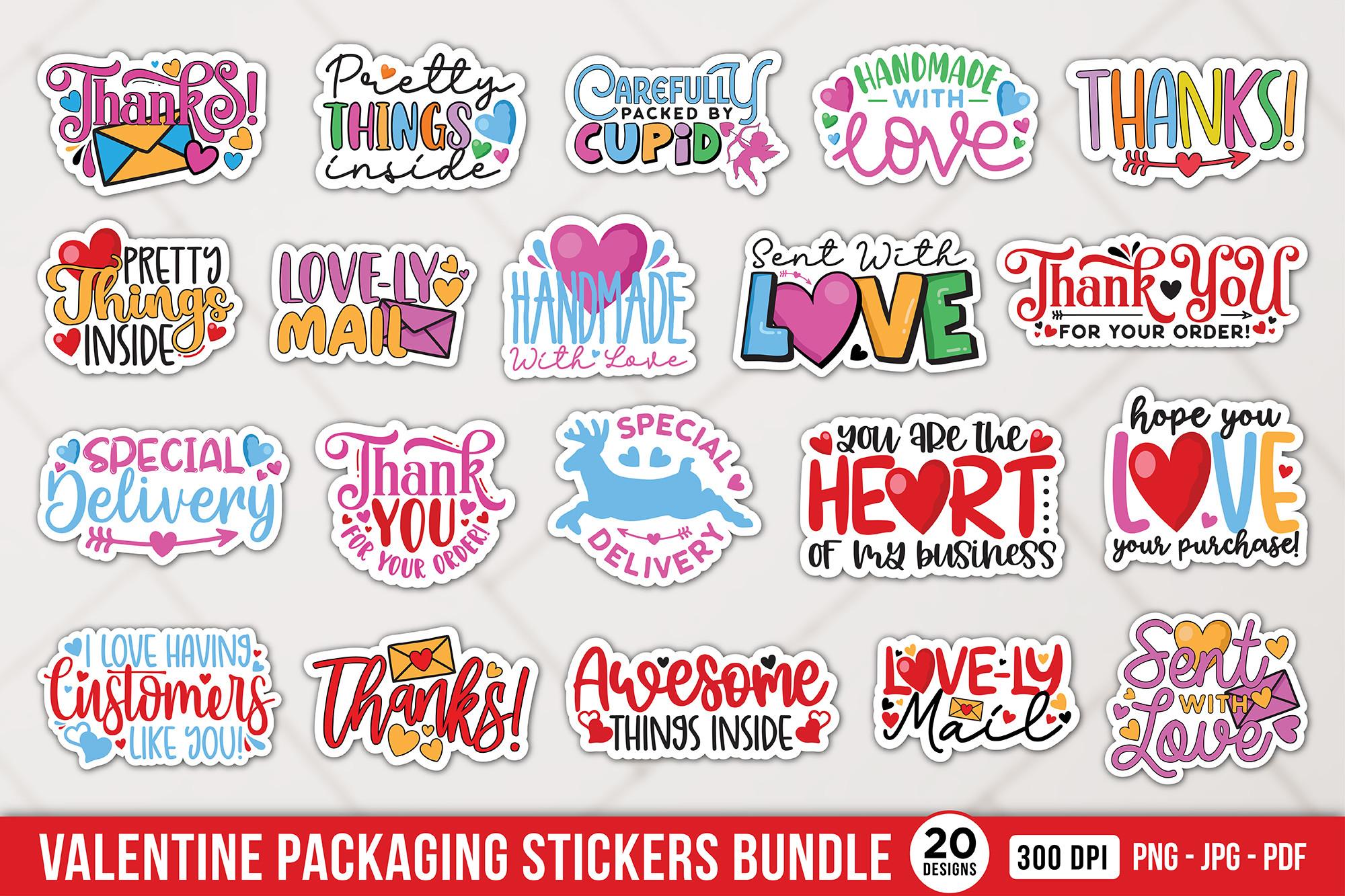 Valentine Packaging Stickers Bundle