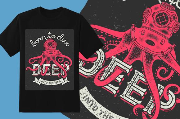Octopus Diver T Shirt Design
