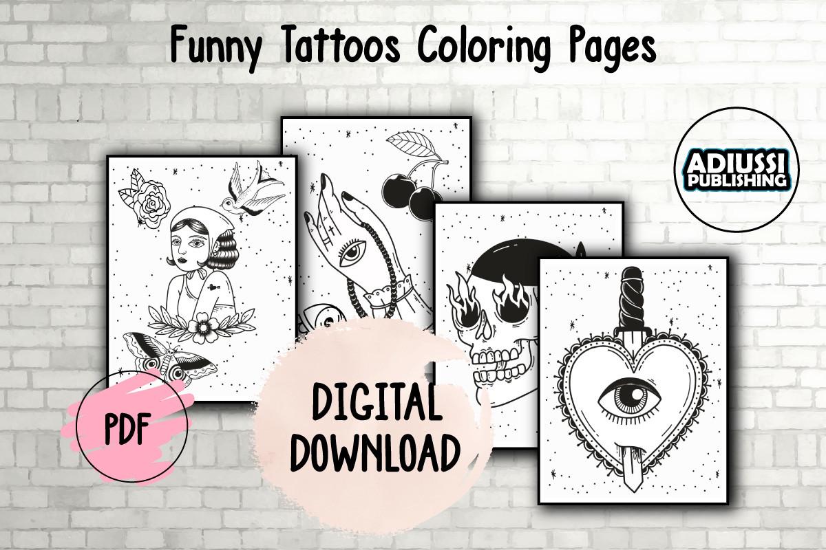 Funny Tattoo Coloring Pages