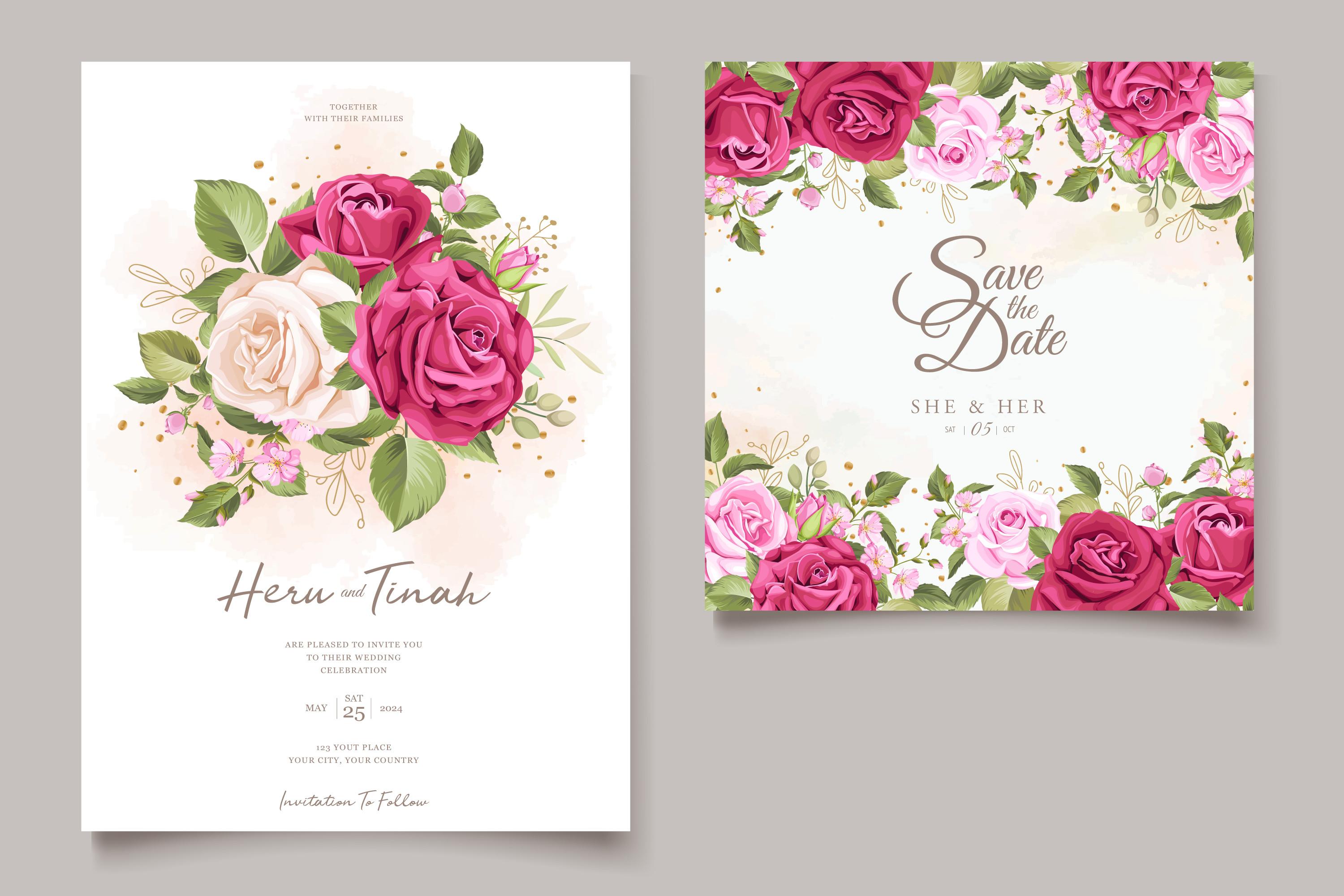 ELEGANT Roses Wedding Card Set
