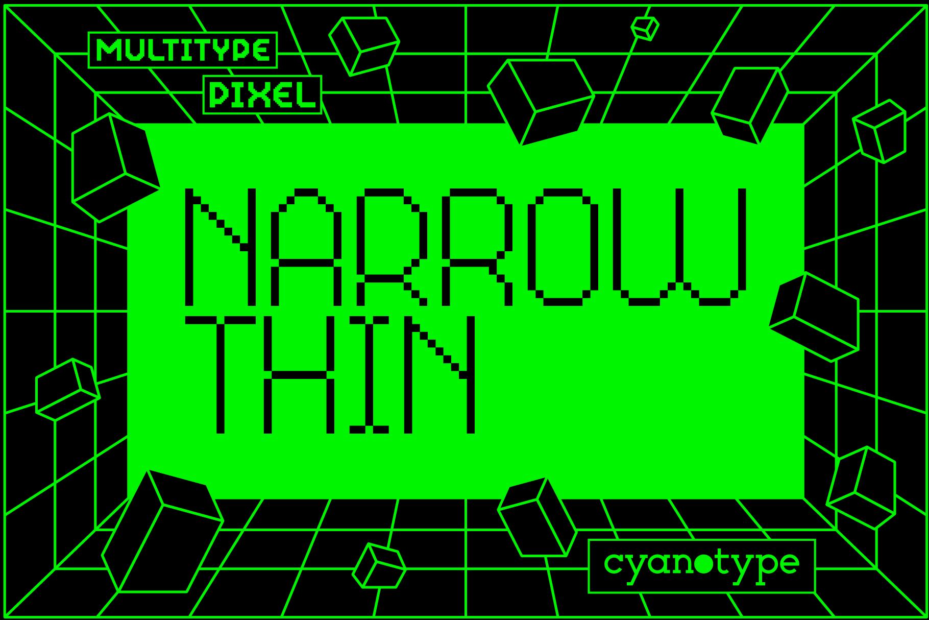 MultiType Pixel Narrow Thin Font