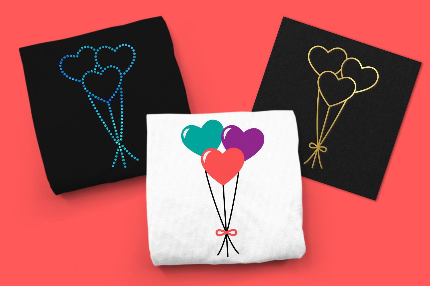Heart Balloon SVG Sketch Rhinestone Trio