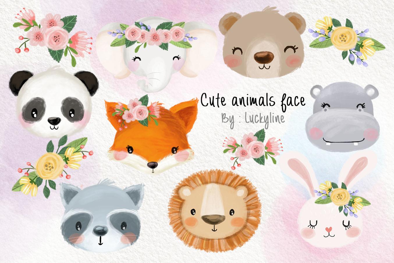 Cute Animals Face Clipart