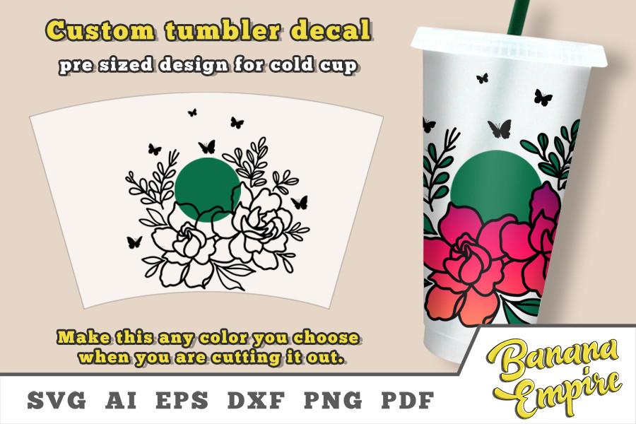 Floral Butterfly Cold Cup Decal Svg
