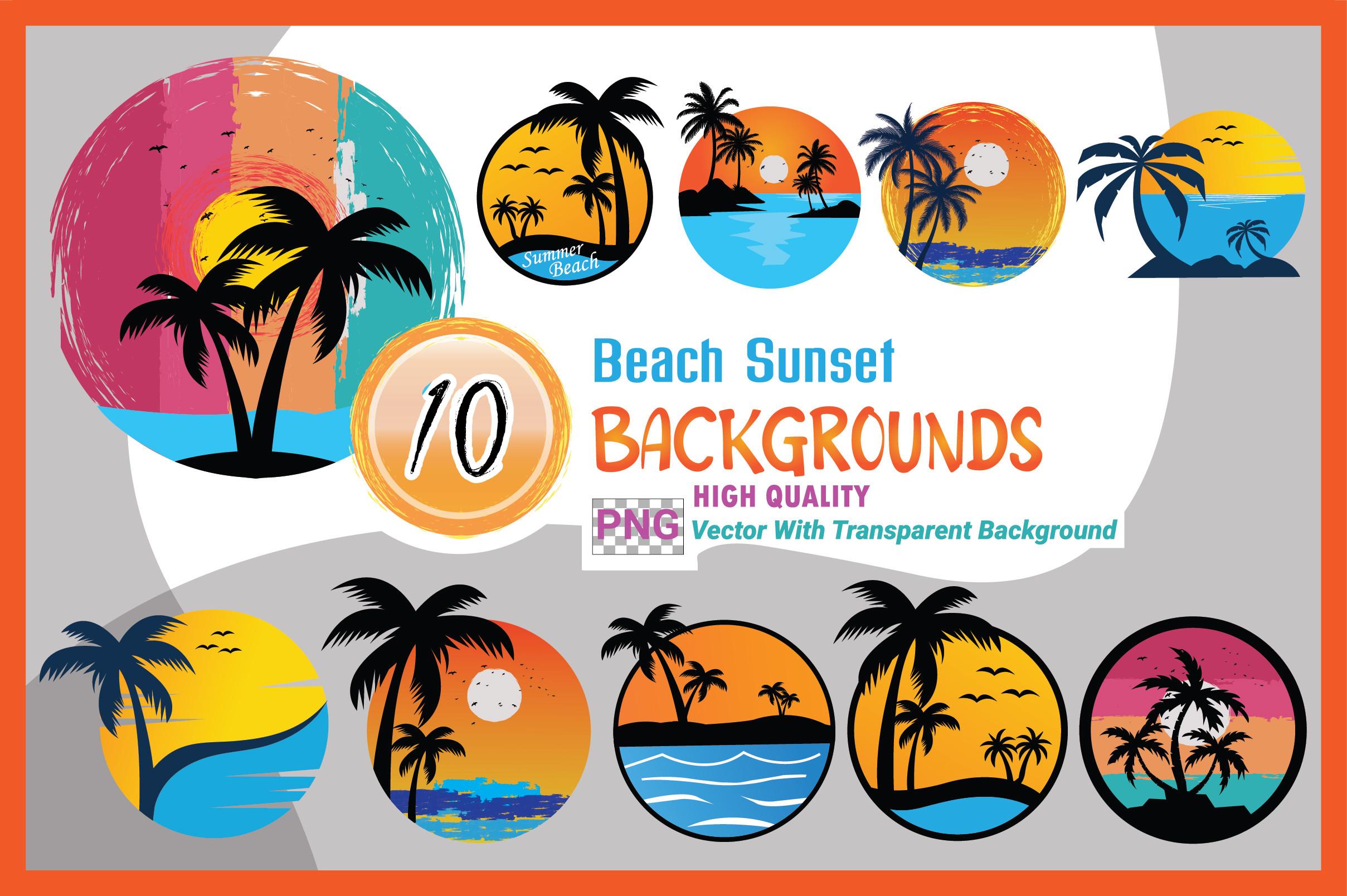 Sunset Beach Colorful Background