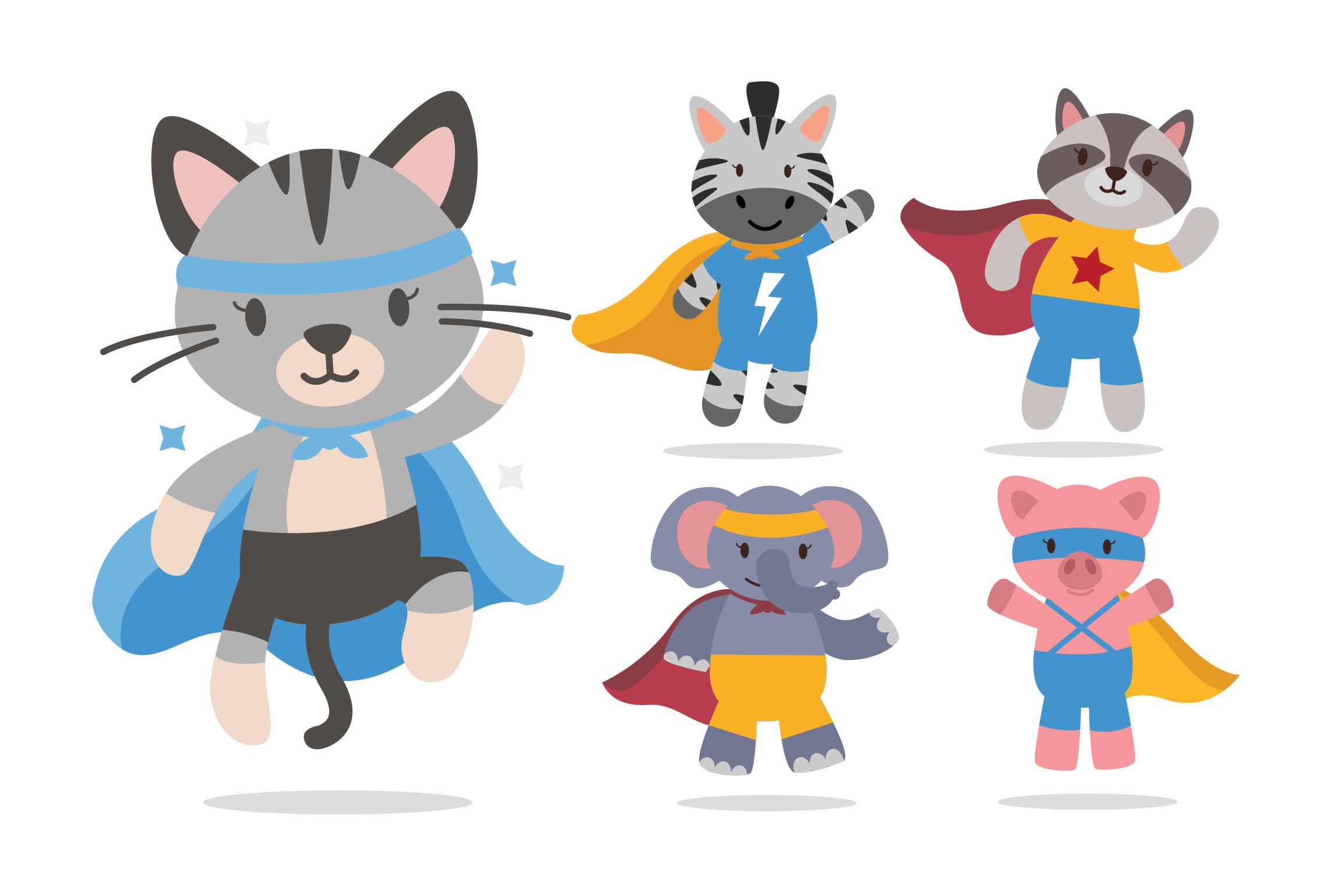 Animal Cartoon with Super Hero Design